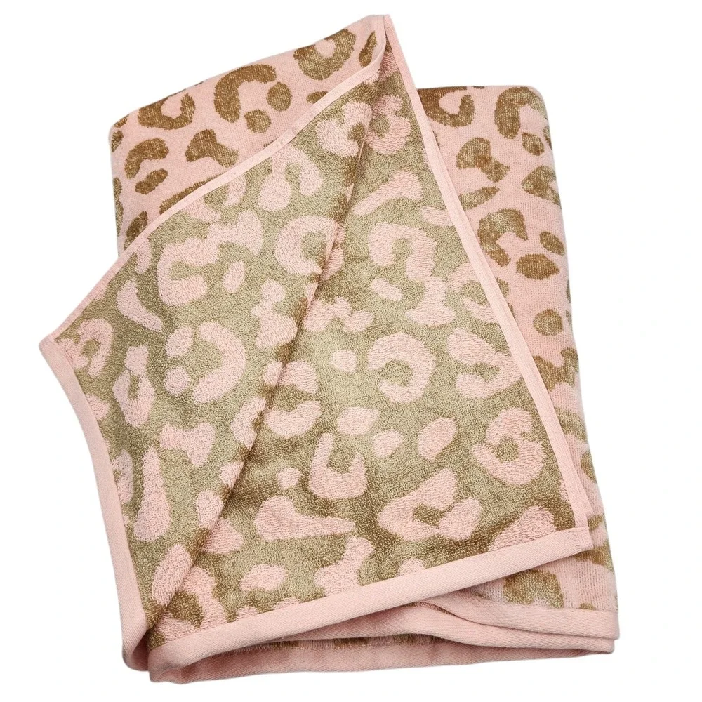 Caro Home Leopard Print Beach Towel Absorbent Quick Dry Gold Pink 36x68 Pool Spa